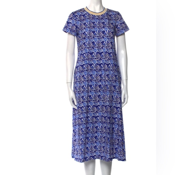 La Double J Printed Sporty Midi Dress Blue Shell Design - Luxury Designer - Picture 2 of 6